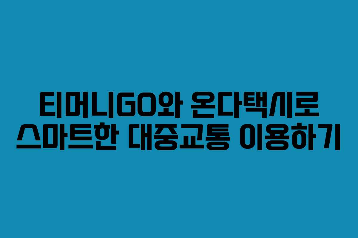 티머니GO와 온다택시로 스마트한 대중교통 이용하기