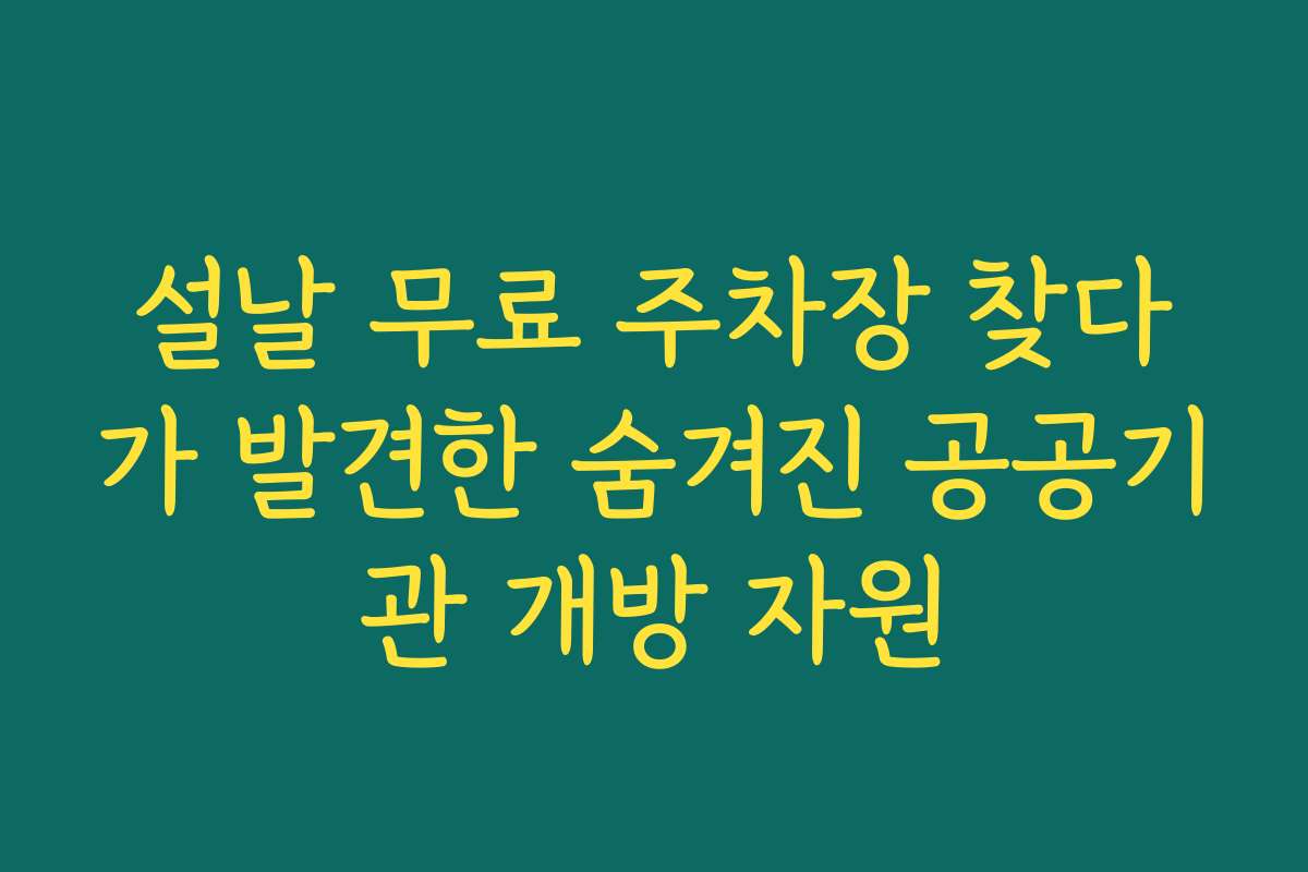 설날 무료 주차장 찾다가 발견한 숨겨진 공공기관 개방 자원