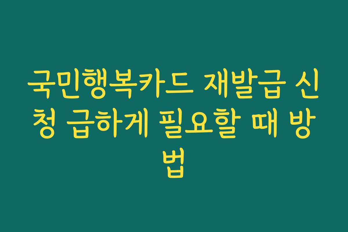 국민행복카드 재발급 신청 급하게 필요할 때 방법