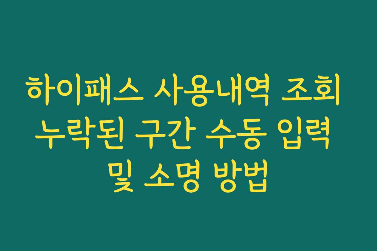 하이패스 사용내역 조회 누락된 구간 수동 입력 및 소명 방법