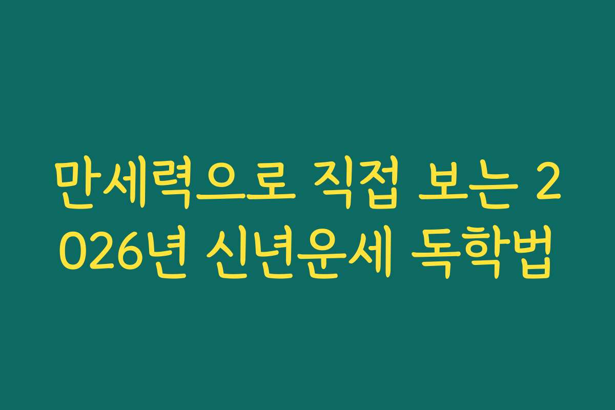 만세력으로 직접 보는 2026년 신년운세 독학법