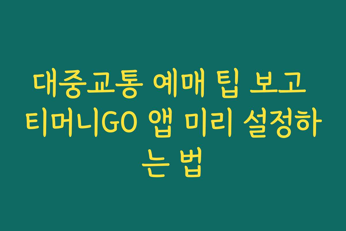 대중교통 예매 팁 보고 티머니GO 앱 미리 설정하는 법