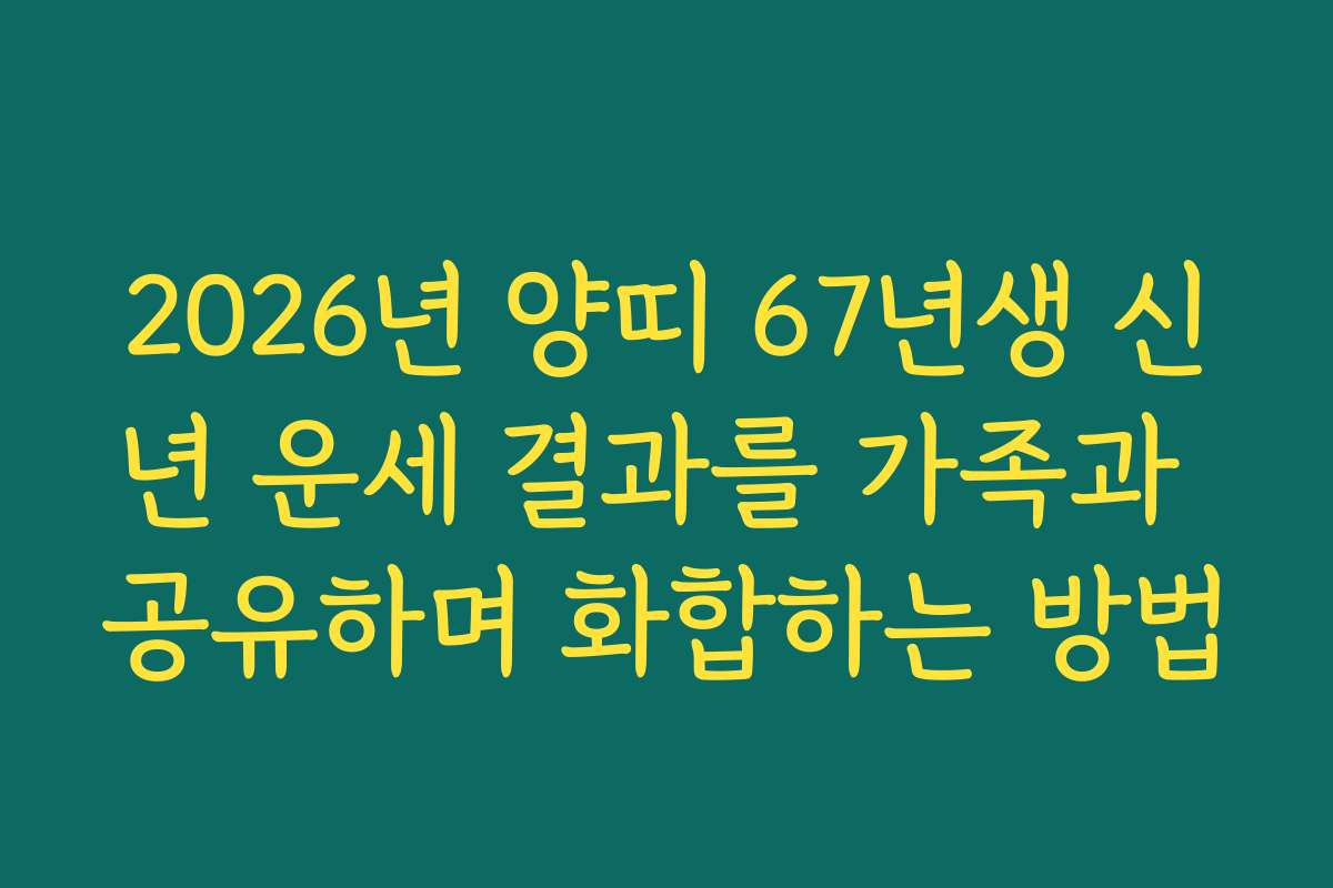 2026년 양띠 67년생 신년 운세 결과를 가족과 공유하며 화합하는 방법
