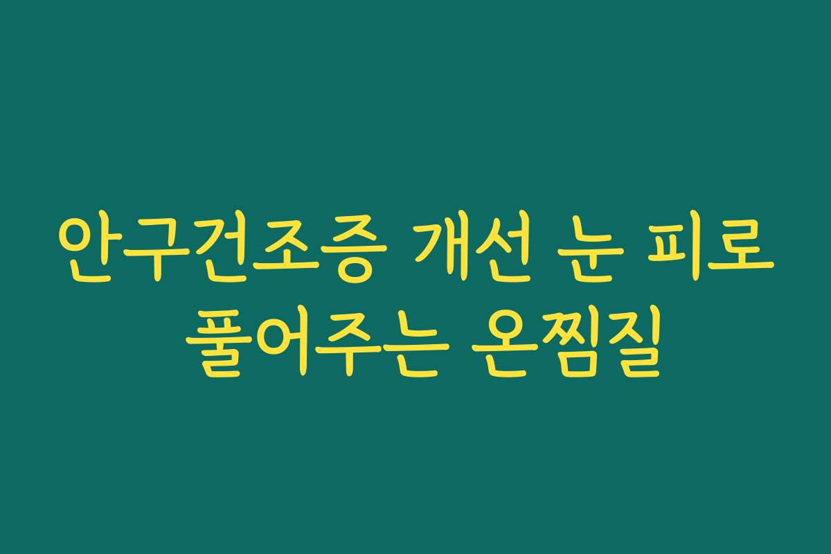 안구건조증 개선 눈 피로 풀어주는 온찜질