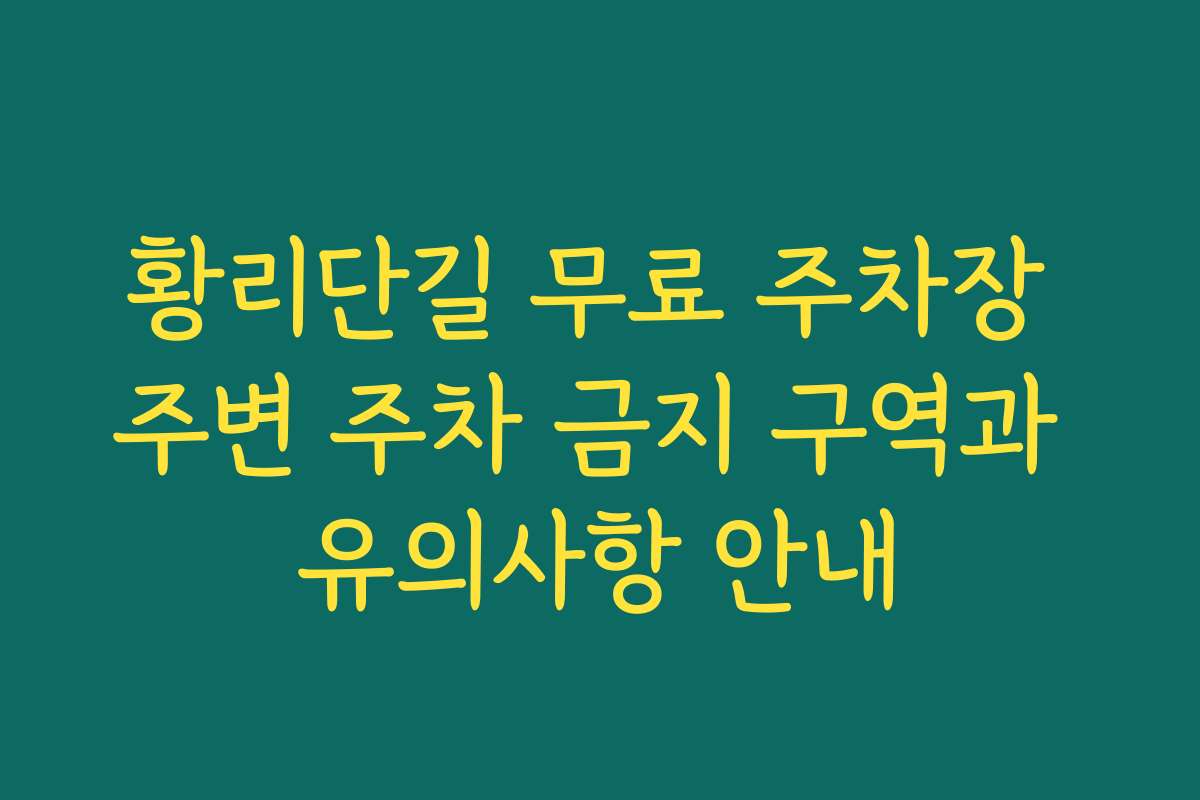 황리단길 무료 주차장 주변 주차 금지 구역과 유의사항 안내