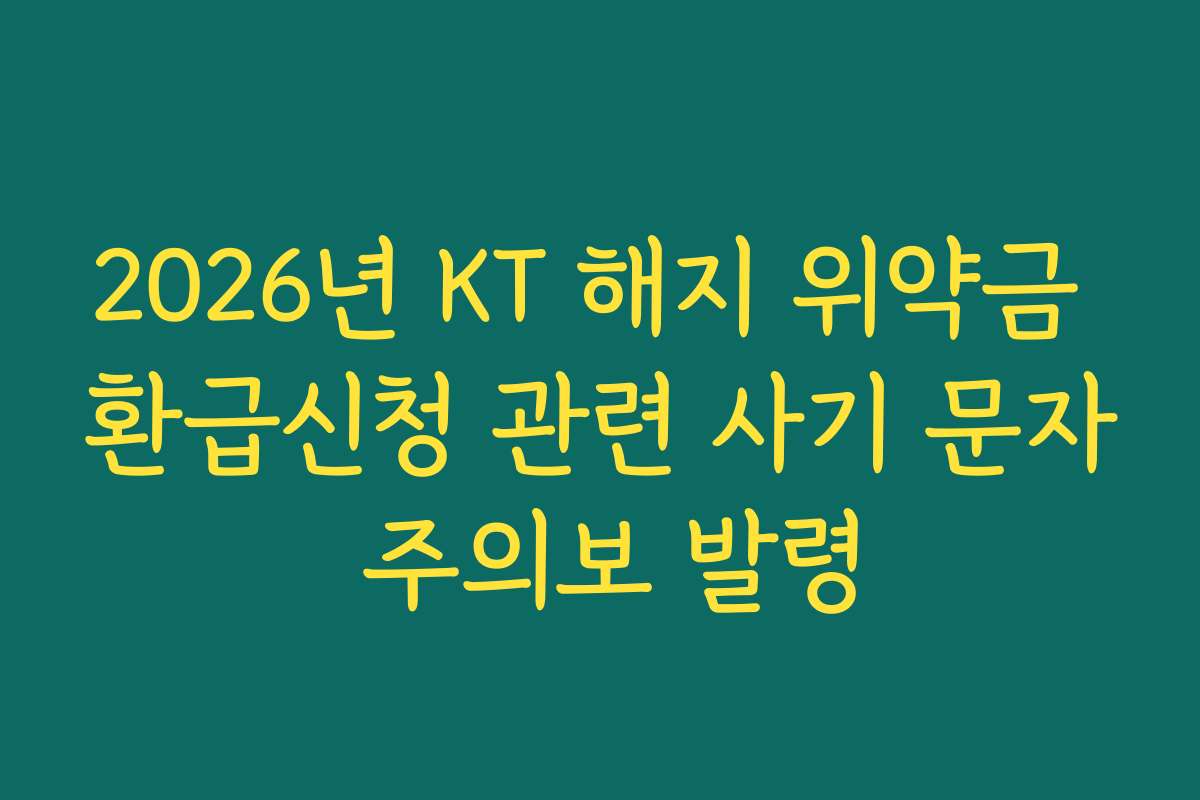 2026년 KT 해지 위약금 환급신청 관련 사기 문자 주의보 발령