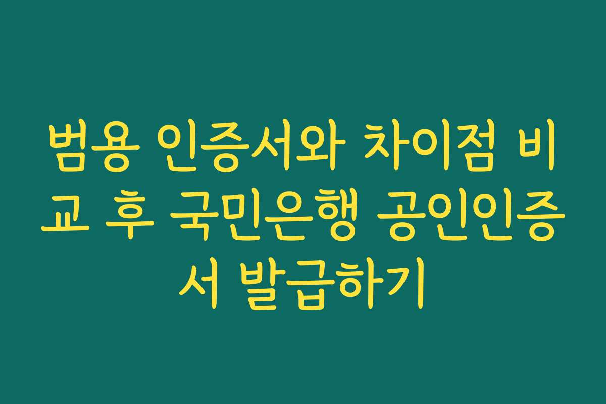 범용 인증서와 차이점 비교 후 국민은행 공인인증서 발급하기
