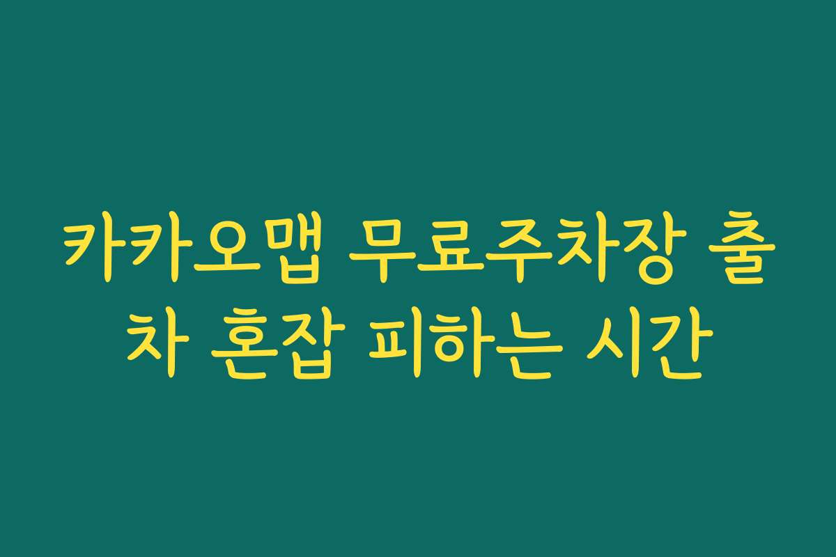 카카오맵 무료주차장 출차 혼잡 피하는 시간