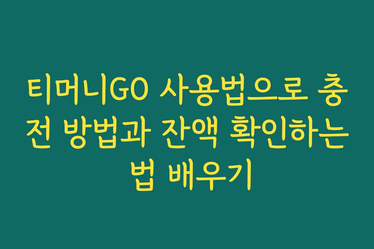 티머니GO 사용법으로 충전 방법과 잔액 확인하는 법 배우기