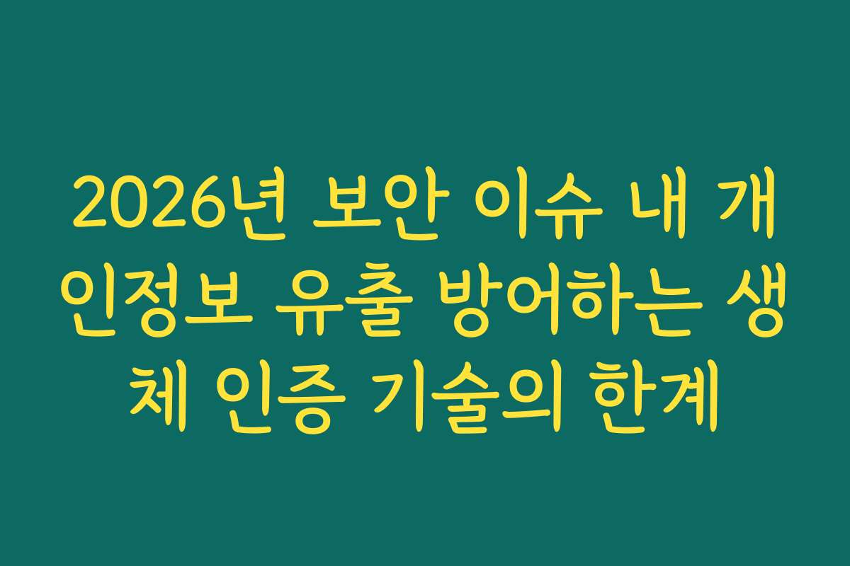 2026년 보안 이슈 내 개인정보 유출 방어하는 생체 인증 기술의 한계