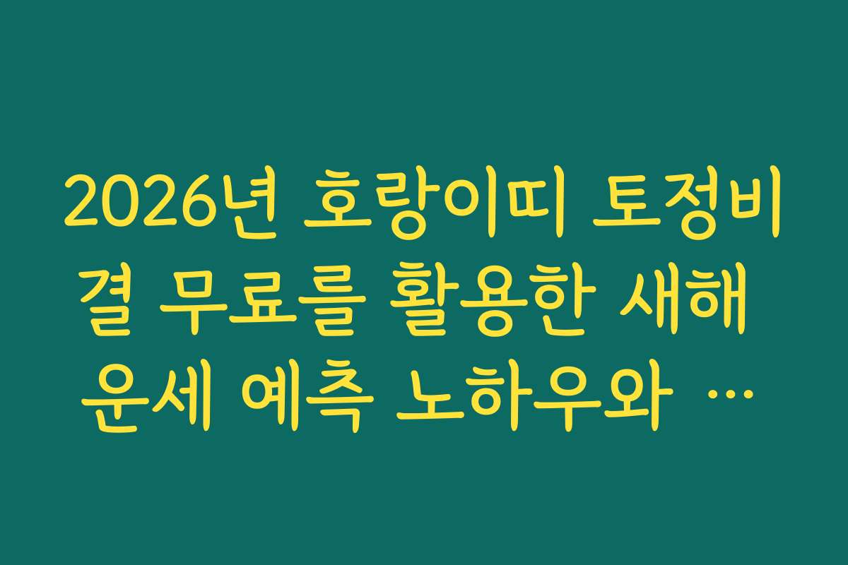 2026년 호랑이띠 토정비결 무료를 활용한 새해 운세 예측 노하우와 실전 팁