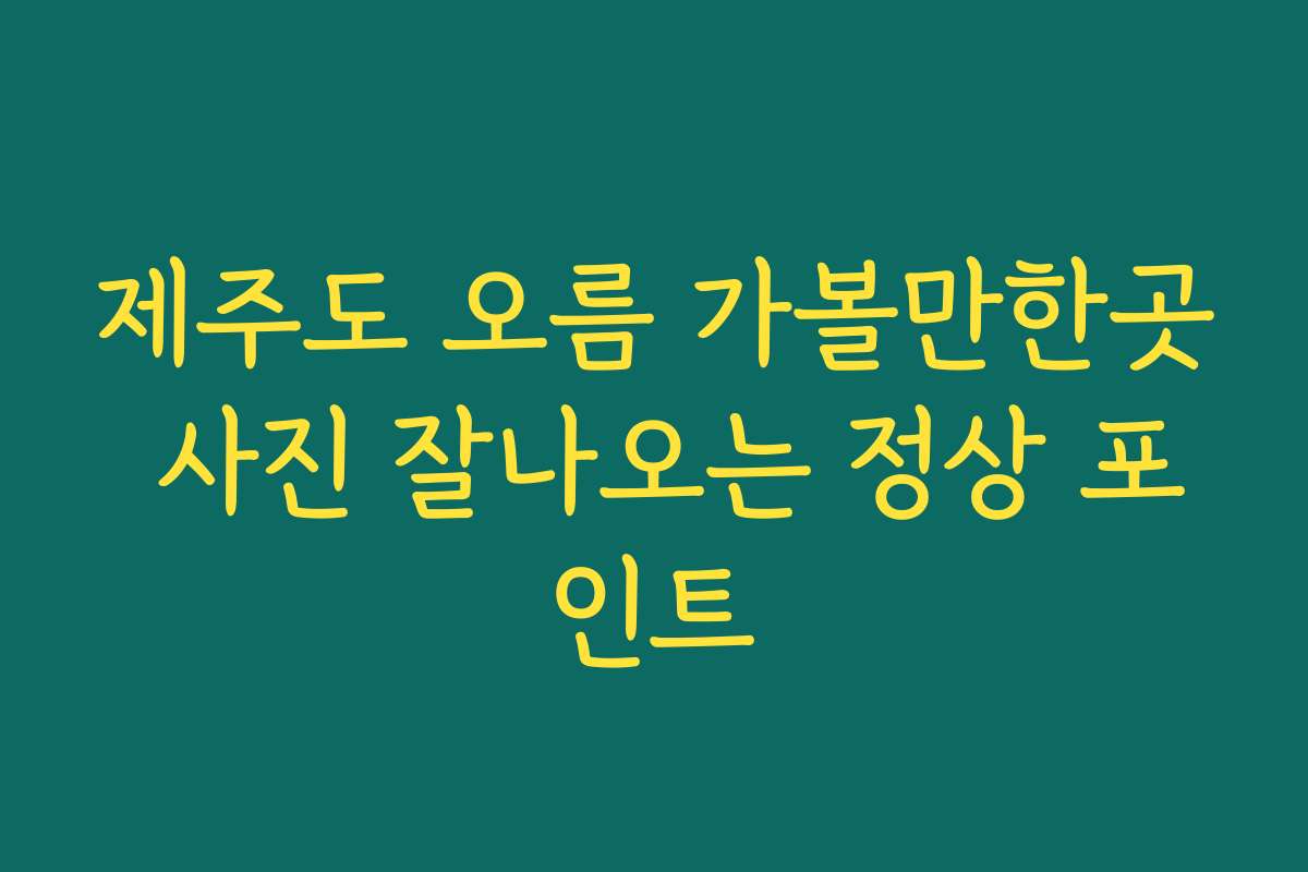 제주도 오름 가볼만한곳 사진 잘나오는 정상 포인트