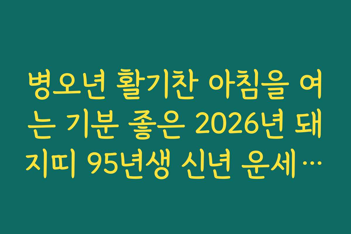병오년 활기찬 아침을 여는 기분 좋은 2026년 돼지띠 95년생 신년 운세 소식