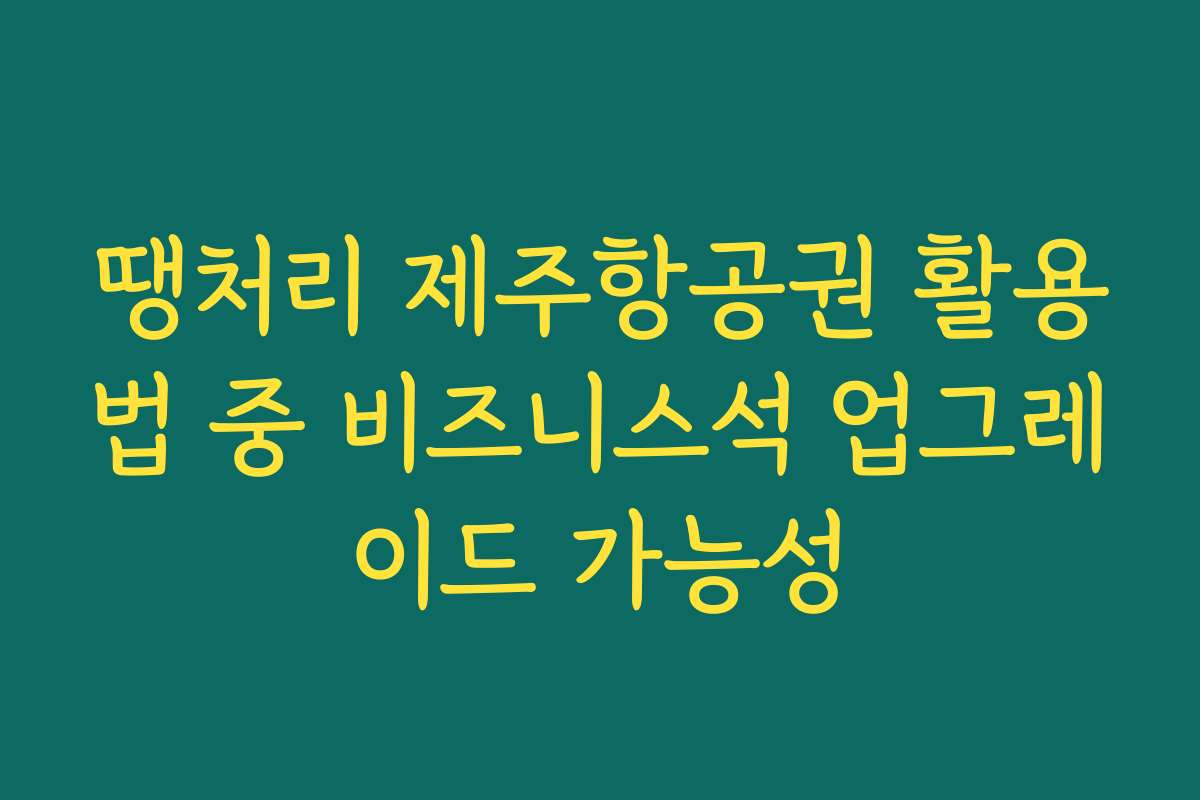 땡처리 제주항공권 활용법 중 비즈니스석 업그레이드 가능성