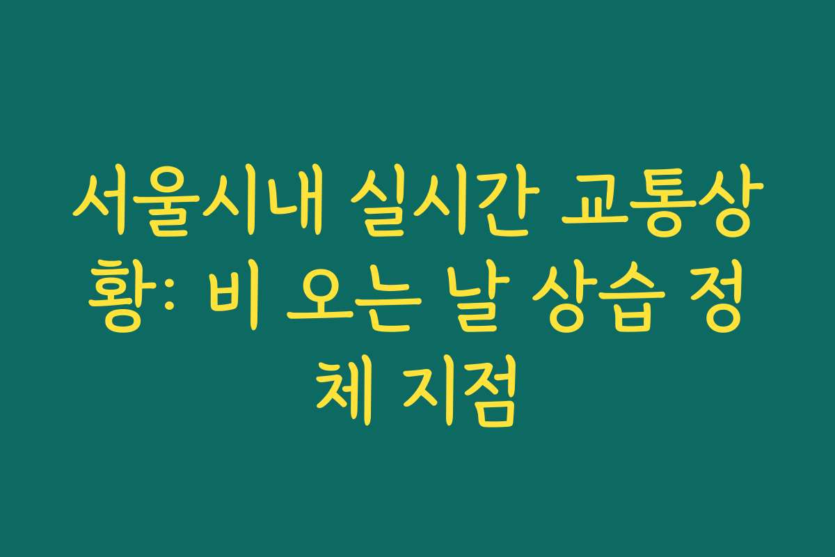 서울시내 실시간 교통상황: 비 오는 날 상습 정체 지점