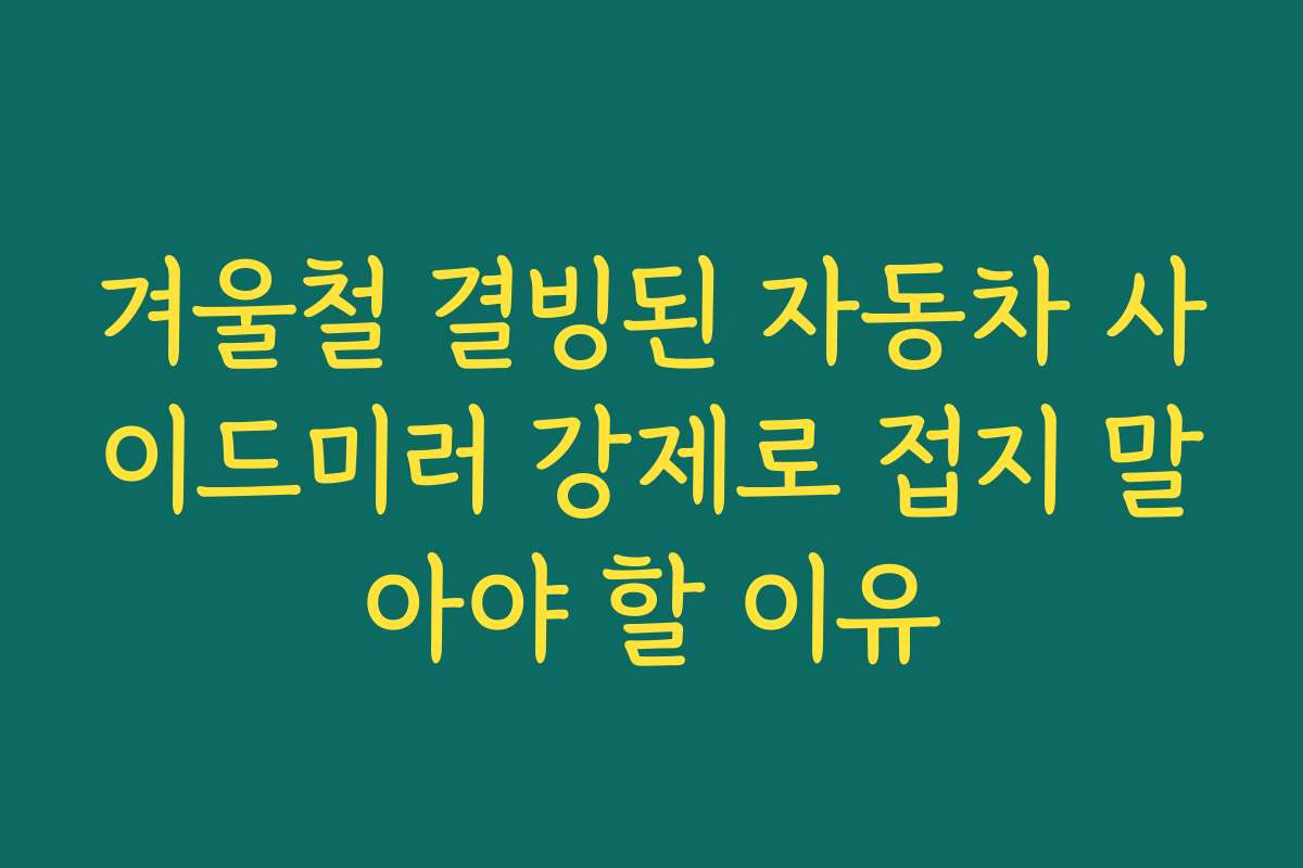 겨울철 결빙된 자동차 사이드미러 강제로 접지 말아야 할 이유