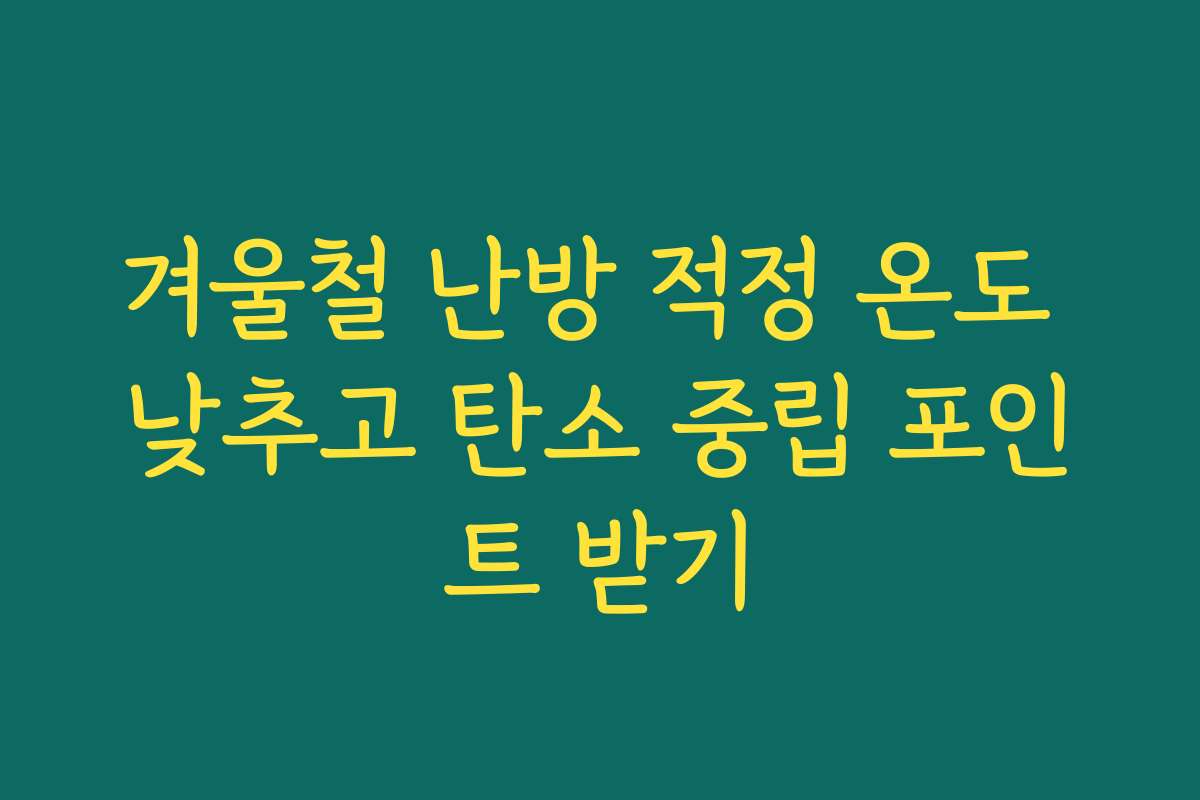 겨울철 난방 적정 온도 낮추고 탄소 중립 포인트 받기