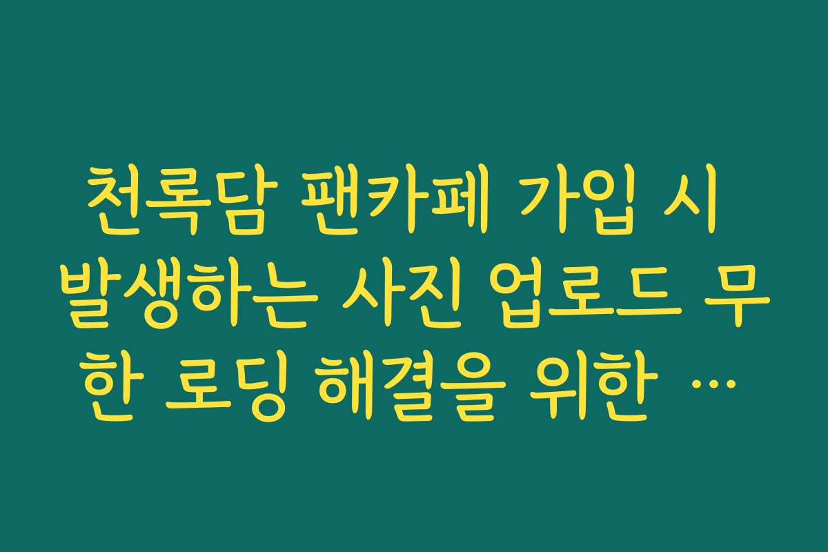 천록담 팬카페 가입 시 발생하는 사진 업로드 무한 로딩 해결을 위한 용량 정리