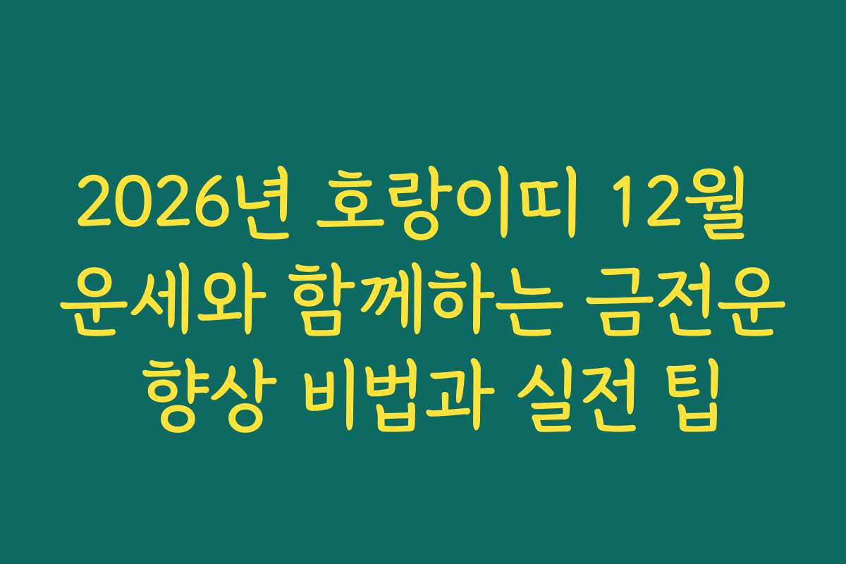 2026년 호랑이띠 12월 운세와 함께하는 금전운 향상 비법과 실전 팁