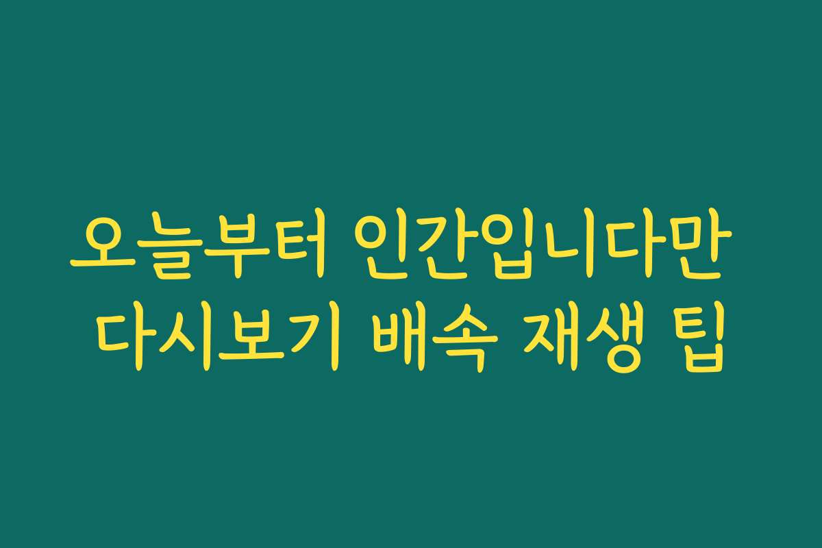 오늘부터 인간입니다만 다시보기 배속 재생 팁