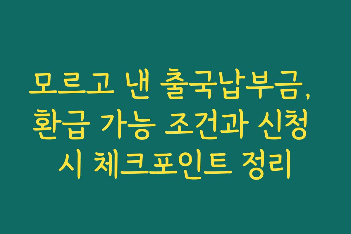 모르고 낸 출국납부금, 환급 가능 조건과 신청 시 체크포인트 정리