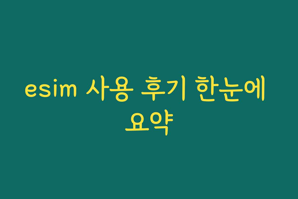 esim 사용 후기 한눈에 요약