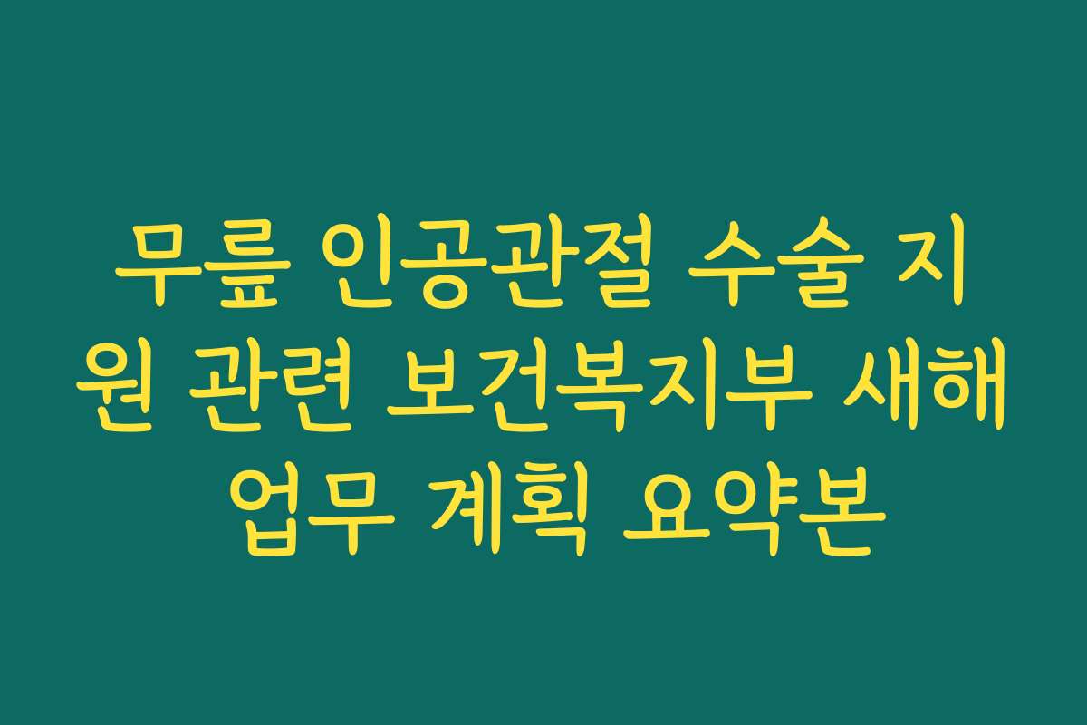 무릎 인공관절 수술 지원 관련 보건복지부 새해 업무 계획 요약본