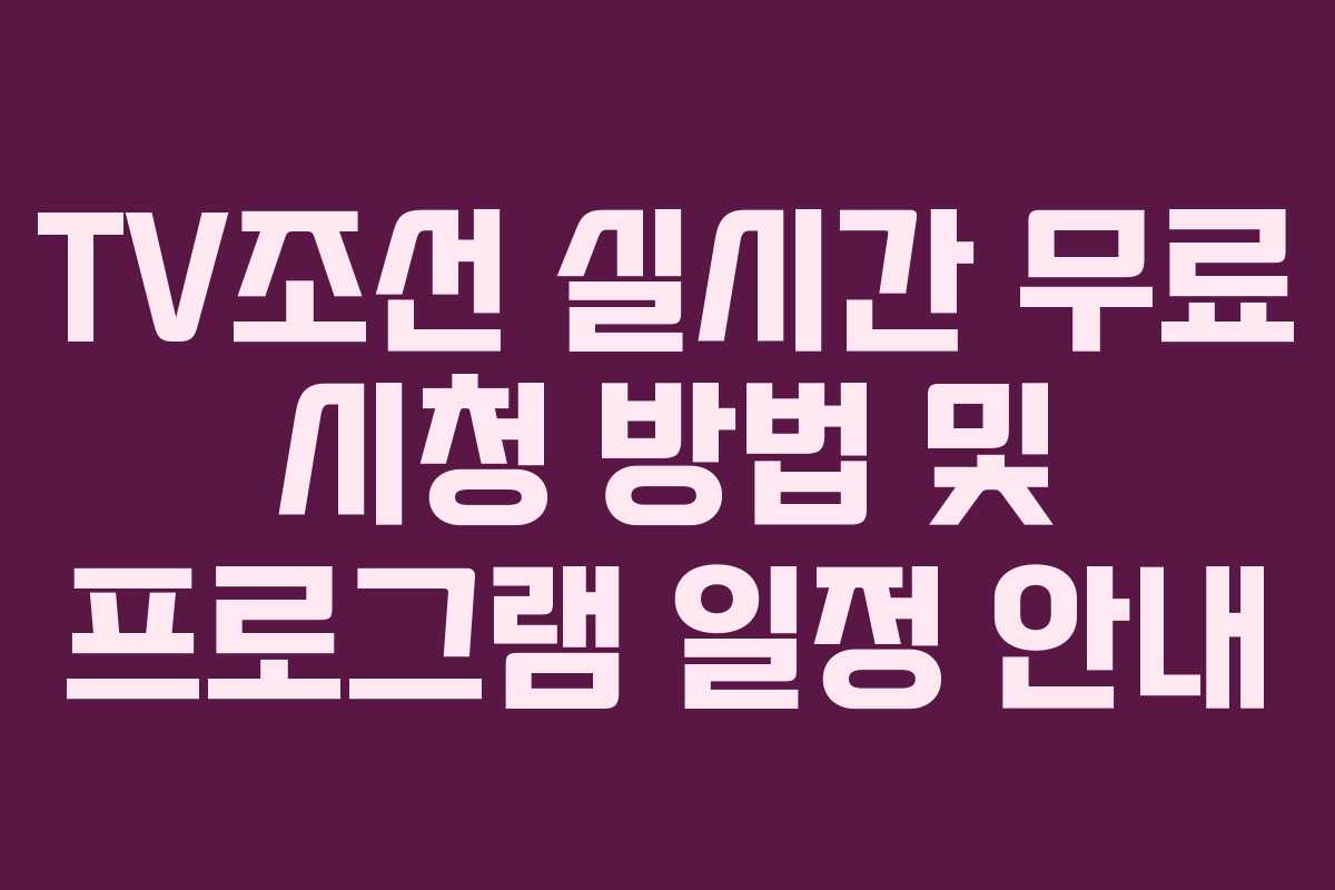 TV조선 실시간 무료 시청 방법 및 프로그램 일정 안내