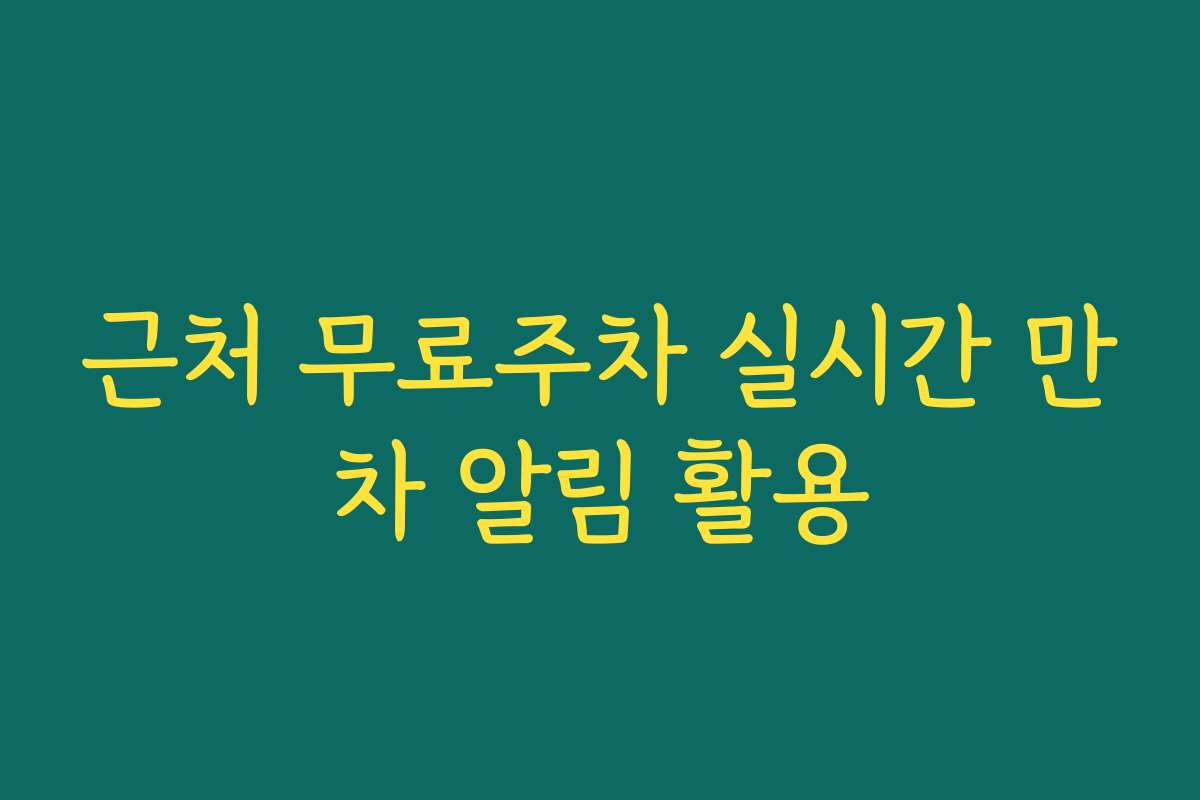 근처 무료주차 실시간 만차 알림 활용