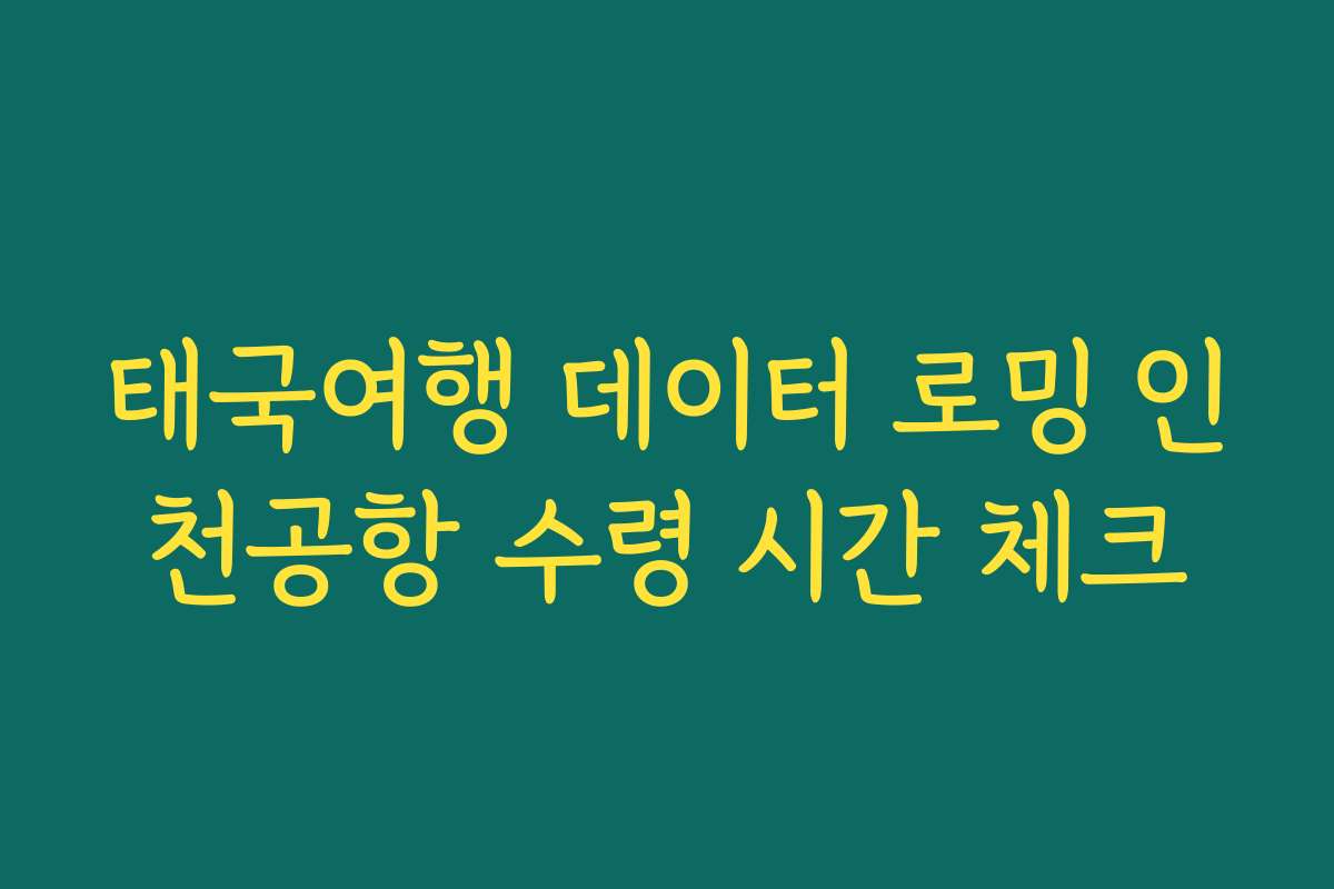 태국여행 데이터 로밍 인천공항 수령 시간 체크