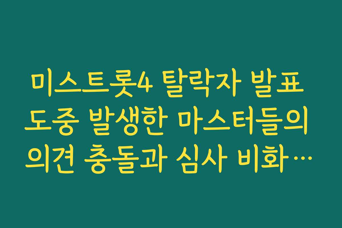 미스트롯4 탈락자 발표 도중 발생한 마스터들의 의견 충돌과 심사 비화 공개