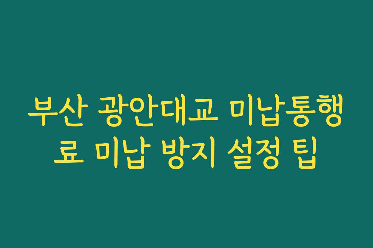 부산 광안대교 미납통행료 미납 방지 설정 팁