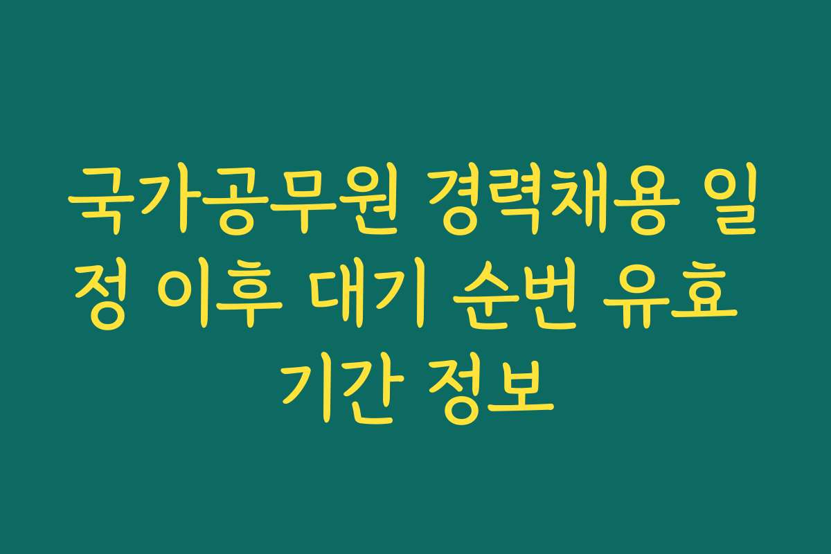 국가공무원 경력채용 일정 이후 대기 순번 유효 기간 정보
