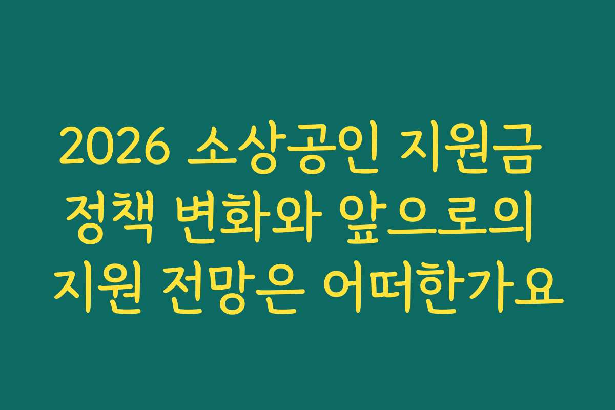 2026 소상공인 지원금 정책 변화와 앞으로의 지원 전망은 어떠한가요