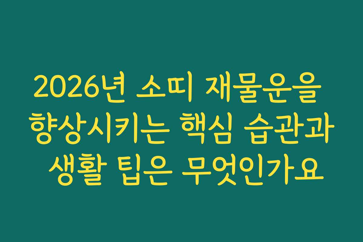 2026년 소띠 재물운을 향상시키는 핵심 습관과 생활 팁은 무엇인가요