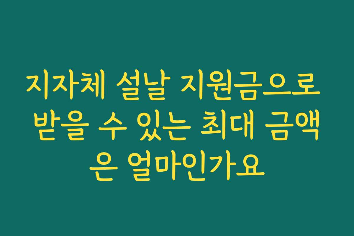 지자체 설날 지원금으로 받을 수 있는 최대 금액은 얼마인가요