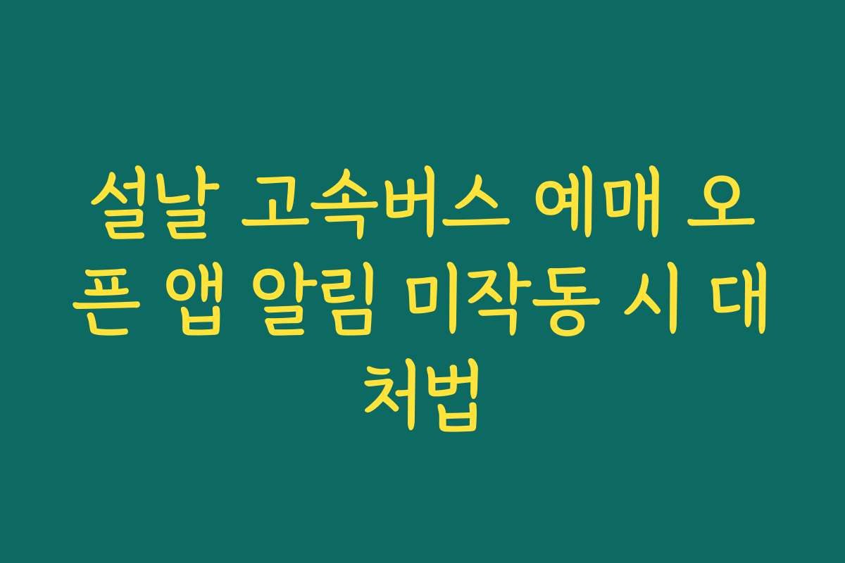 설날 고속버스 예매 오픈 앱 알림 미작동 시 대처법