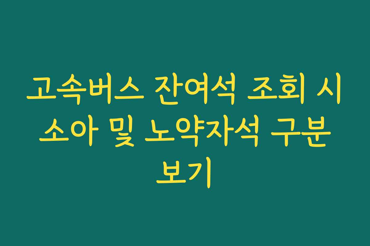고속버스 잔여석 조회 시 소아 및 노약자석 구분 보기