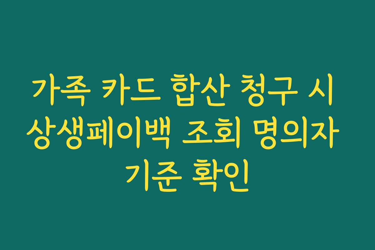 가족 카드 합산 청구 시 상생페이백 조회 명의자 기준 확인