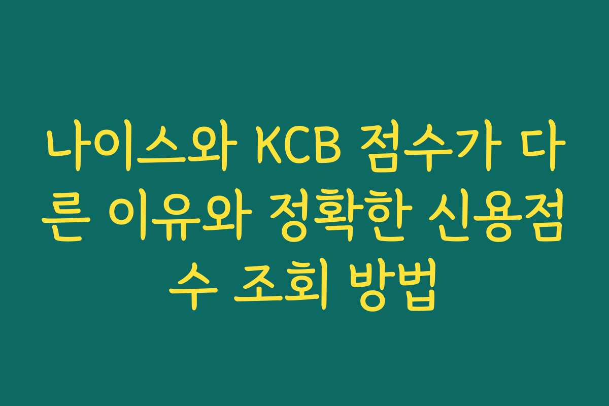 나이스와 KCB 점수가 다른 이유와 정확한 신용점수 조회 방법