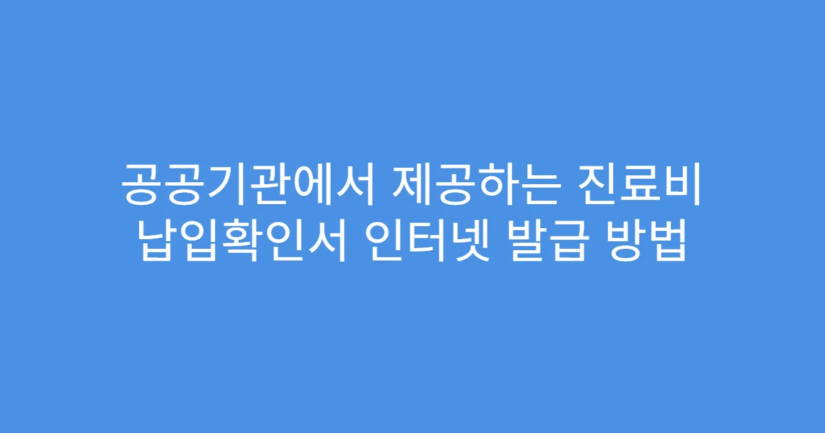 공공기관에서 제공하는 진료비 납입확인서 인터넷 발급 방법