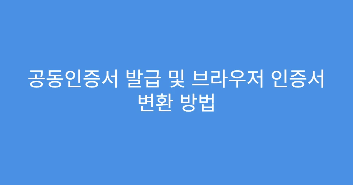 공동인증서 발급 및 브라우저 인증서 변환 방법