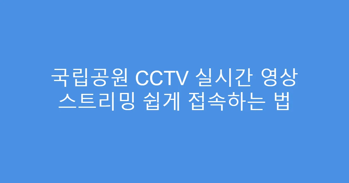 국립공원 CCTV 실시간 영상 스트리밍 쉽게 접속하는 법