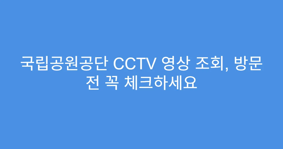 국립공원공단 CCTV 영상 조회, 방문 전 꼭 체크하세요