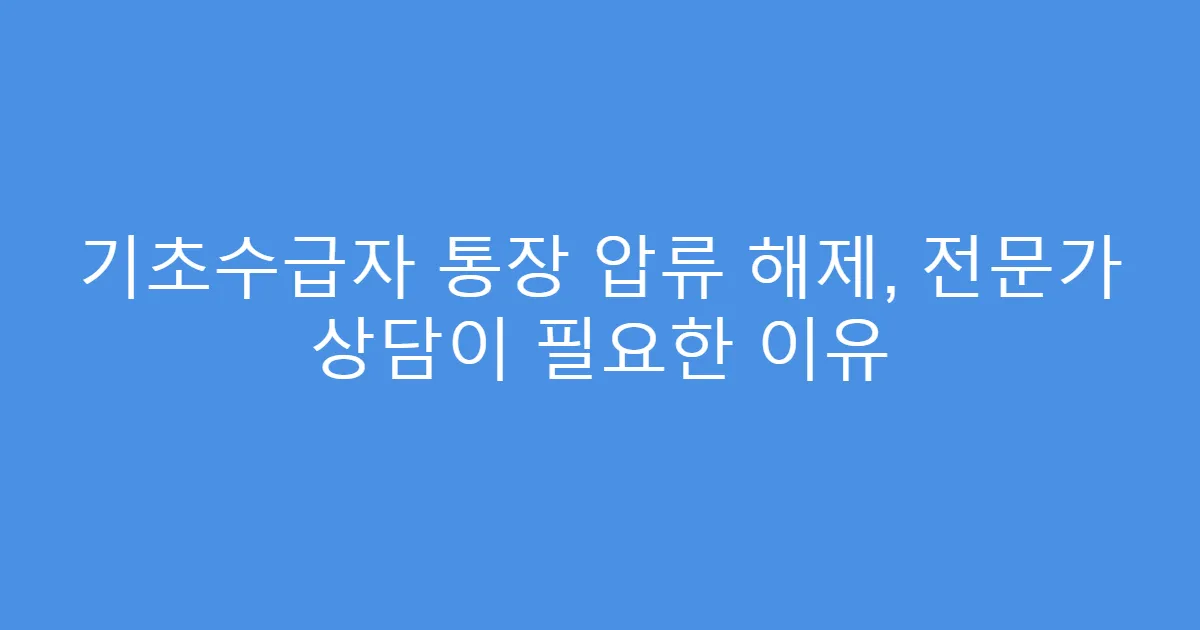 기초수급자 통장 압류 해제, 전문가 상담이 필요한 이유