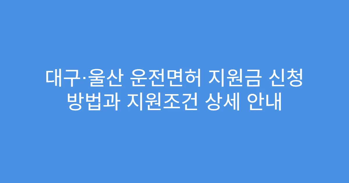 대구·울산 운전면허 지원금 신청 방법과 지원조건 상세 안내