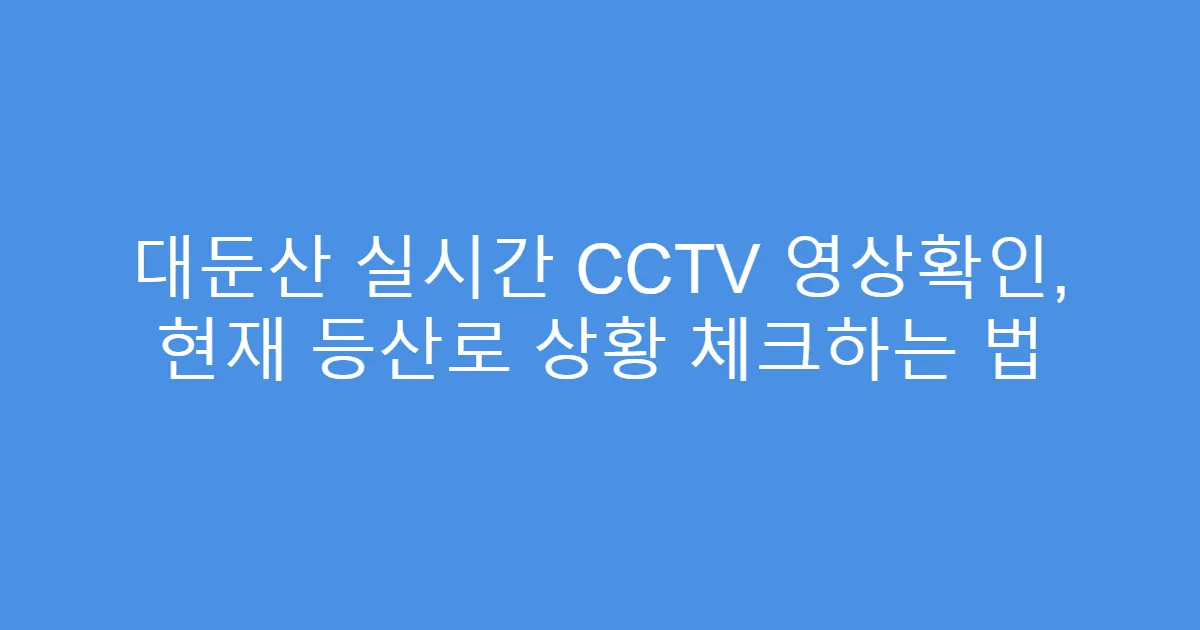 대둔산 실시간 CCTV 영상확인, 현재 등산로 상황 체크하는 법