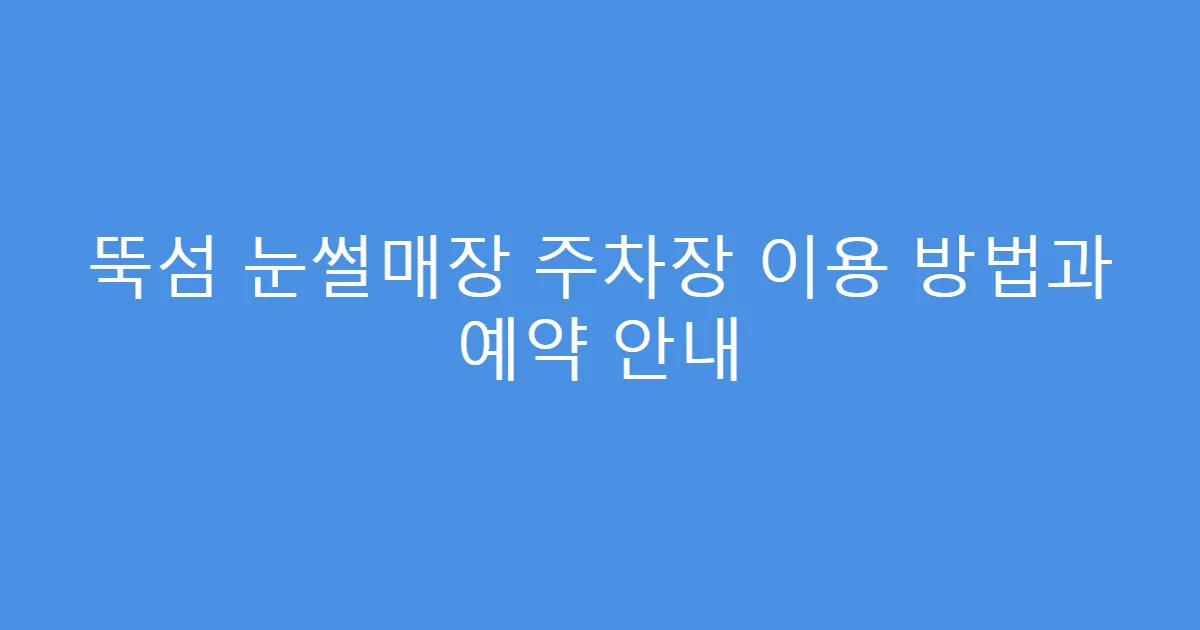 뚝섬 눈썰매장 주차장 이용 방법과 예약 안내