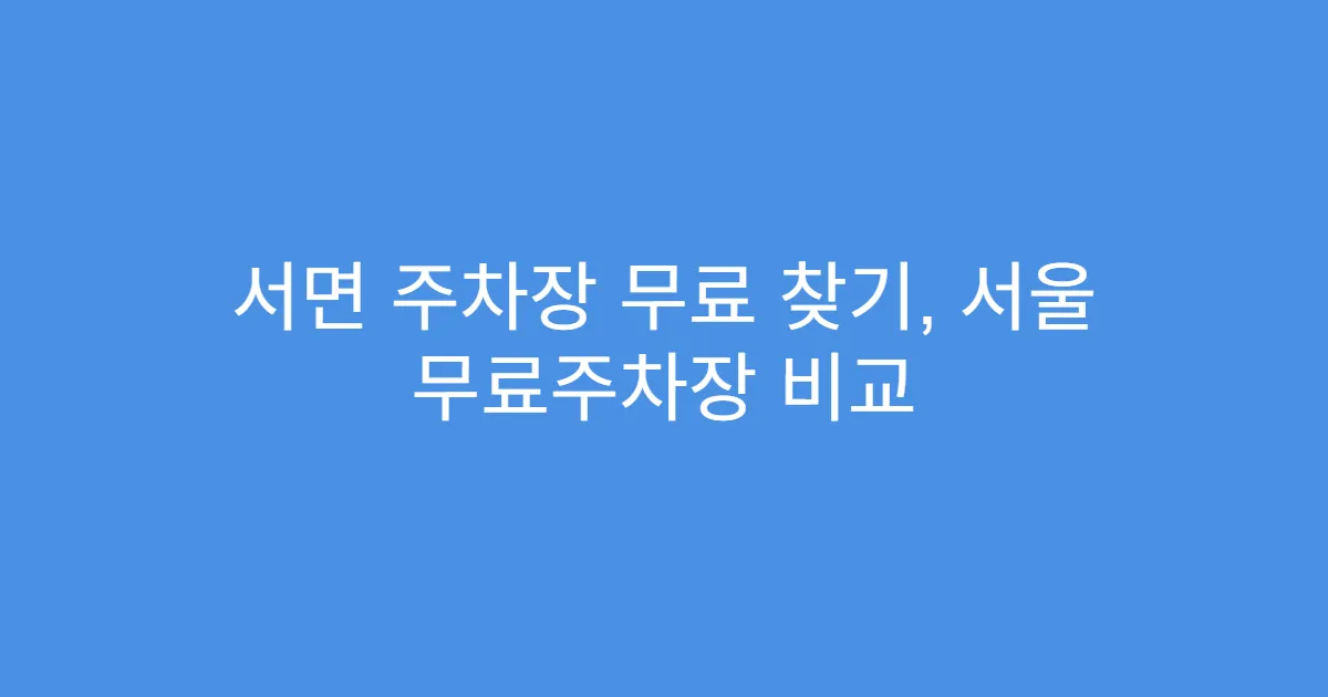 서면 주차장 무료 찾기, 서울 무료주차장 비교