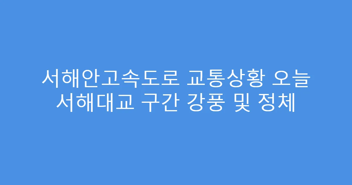 서해안고속도로 교통상황 오늘 서해대교 구간 강풍 및 정체